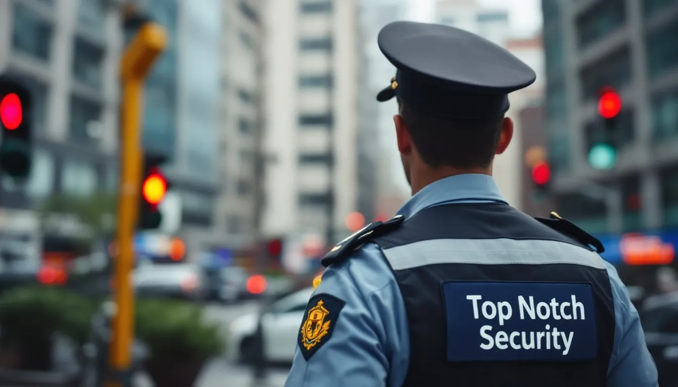 Security guard directing traffic